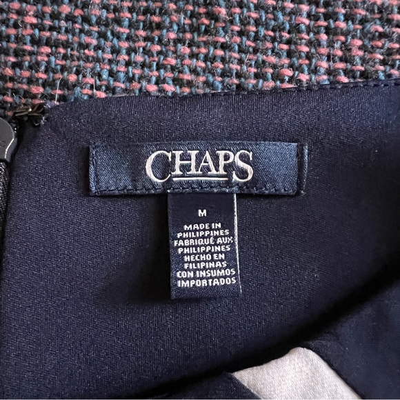 Chaps Navy White A-line Fit And Flare Dress - Size Medium - Picture 3 of 5